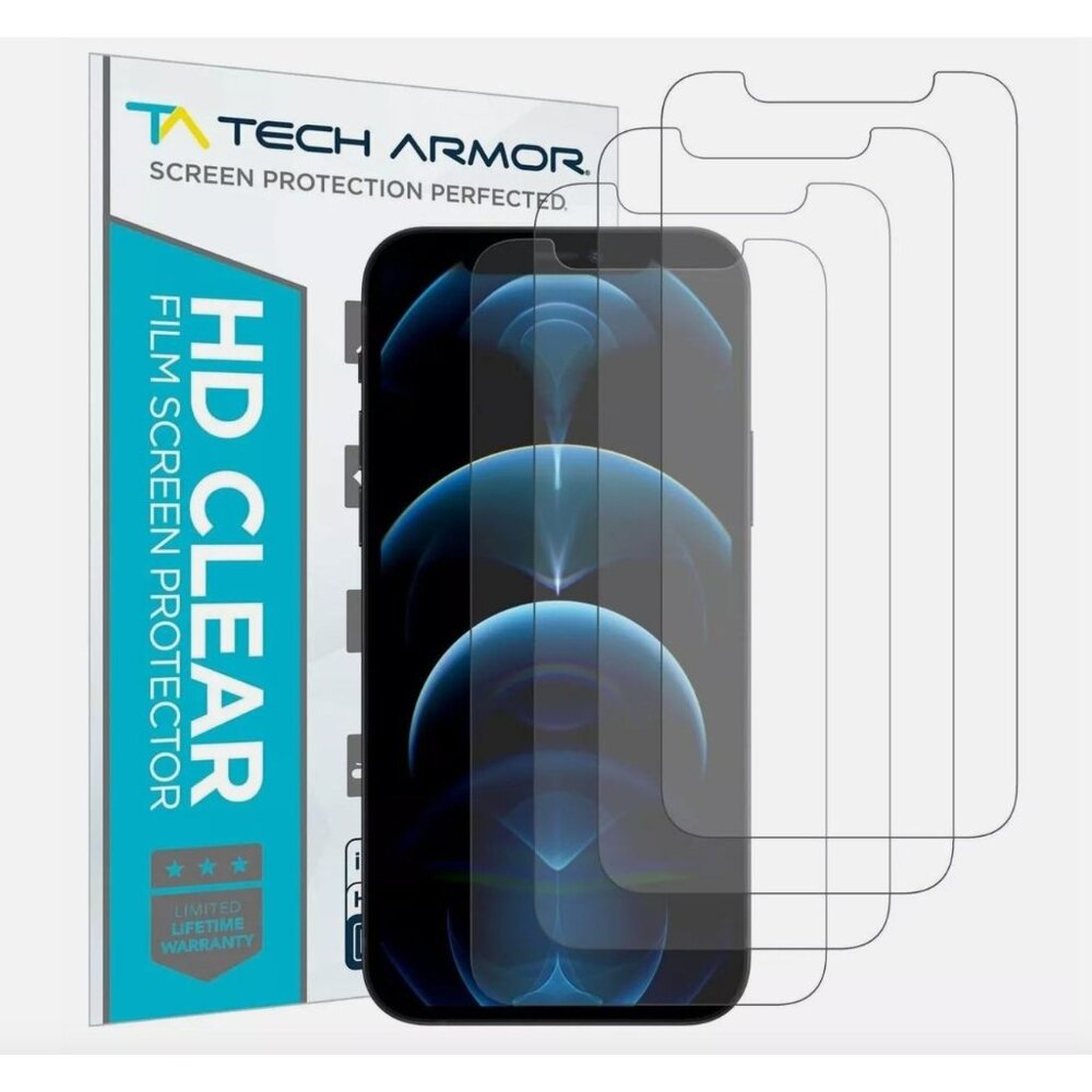 Tech Armor HD Clear Film Screen Protector for iPhone 12 Pro Max 6.7" [4-Pack]